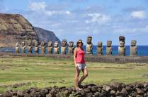 Chegando às ruínas de Tongariki, em Rapa Nui (ou Ilha de Páscoa), território chileno no meio do Oceano Pacífico